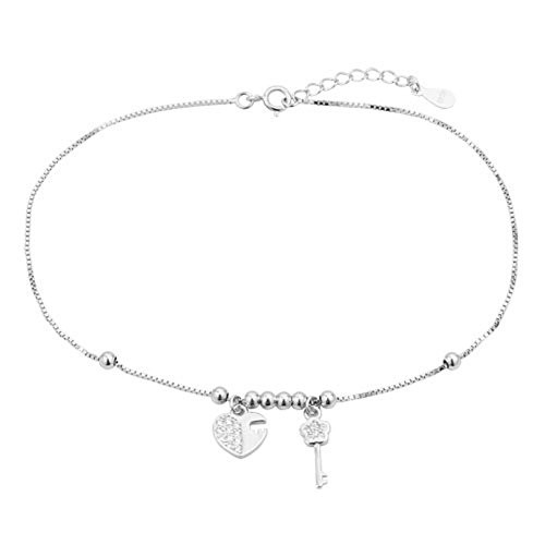 LuckyJewelry Lock   Key Love Sterling Silver Anklet Beach Chain Ankle Bracelet Girls LuckyJewelry Lock   Key Love Sterling Silver Anklet Beach Chain Ankle Bracelet Girls