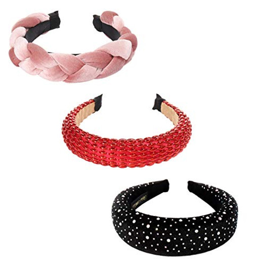 Padded Wide Headbands For Women Boho Thick Turban Hairbands Vintage Velvet Braided Hair Hoop Fashion Hair Accessories