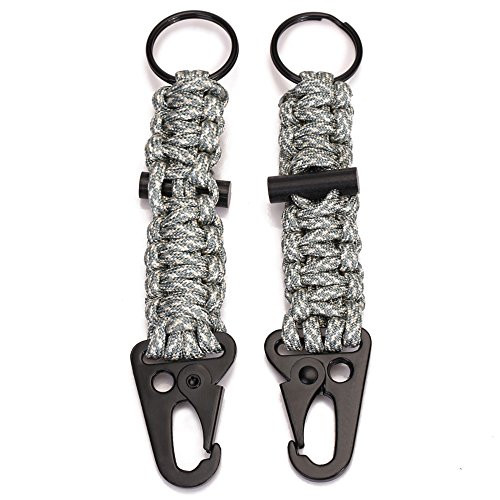 EKLORN 2 Pack Paracord Carabiner Survival Keychain Lanyard with Firestarter  Digital Camo