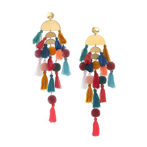 Long Tassel Earrings Statement Fringe Drop Bohemian Earrings Dig Dangle for Women Long Tassel Earrings Statement Fringe Drop Bohemian Earrings Dig Dangle for Women
