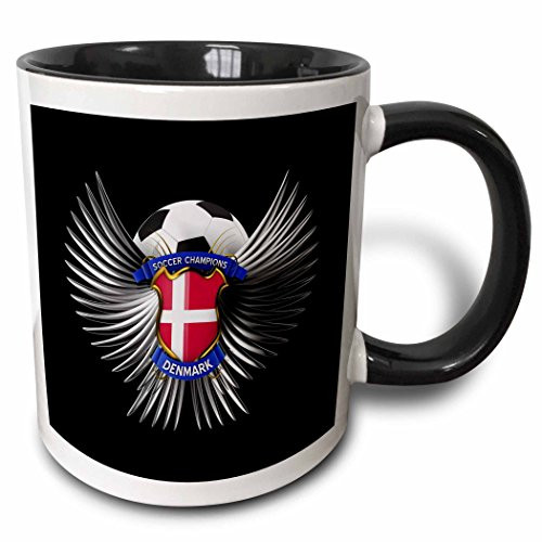3dRose Denmark soccer ball with crest team football Danish Mug 11 oz Black 3dRose Denmark soccer ball with crest team football Danish Mug 11 oz Black