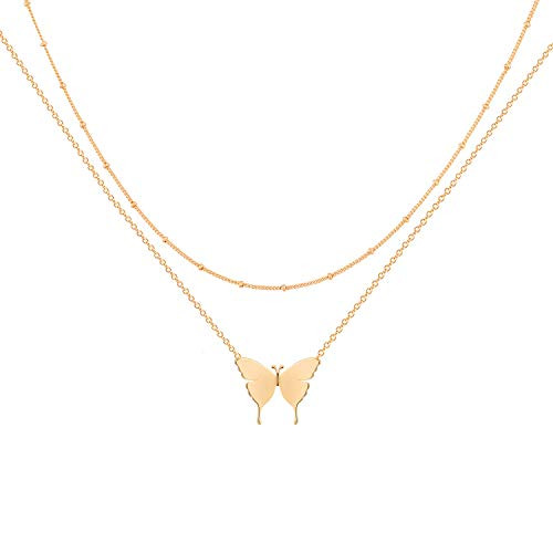 Gold Layered Butterfly Necklaces Layered Choker Necklace for Women 18K Gold Plated Dainty Butterfly Necklace Gold Layered Butterfly Necklaces Layered Choker Necklace for Women 18K Gold Plated Dainty Butterfly Necklace