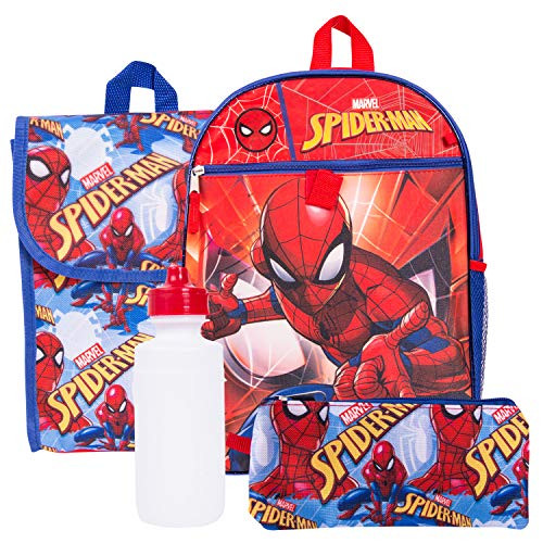 Marvel Spiderman Backpack Combo Set - Marvels Spiderman 5 Piece Backpack School Set (Red)