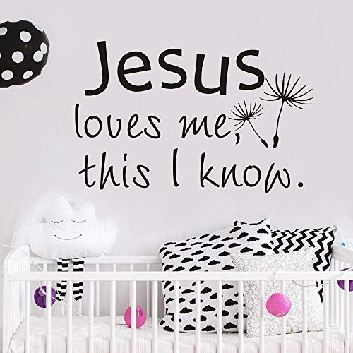 FlyWallD Christian Baby Room Vinyl Wall Art Quote Decal Sticker  Jesus Loves Me  This I Know