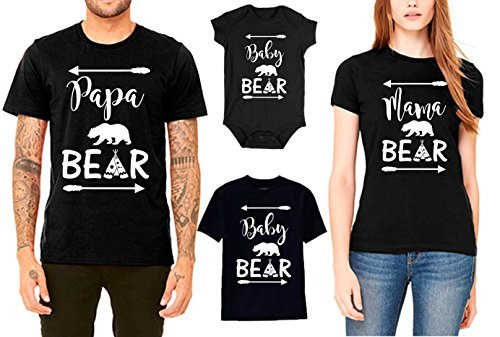 Matching Bear Family Shirts for Mama Bear Papa Bear Baby Bear PAPA Bear XX Large Black