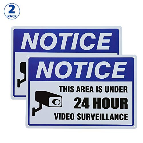 dojune 2 Pack Video Surveillance Yard Sign  Security Camera Warning Sign for Home or Business CCTV Monitoring System  Outdoor Rust Free Metal