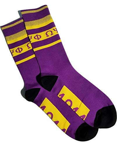 Omega Psi Phi Fraternity Inc Que Dress Socks Purple   Gold Size 9 13