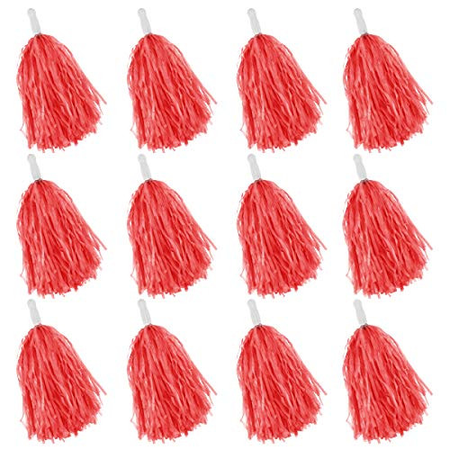 Faxco 12Pack Plastic Pom Poms Cheerleading Pom Poms Sports Dance Cheer Plastic Pom Pom for Rooters Cheering Squard Cheering Team