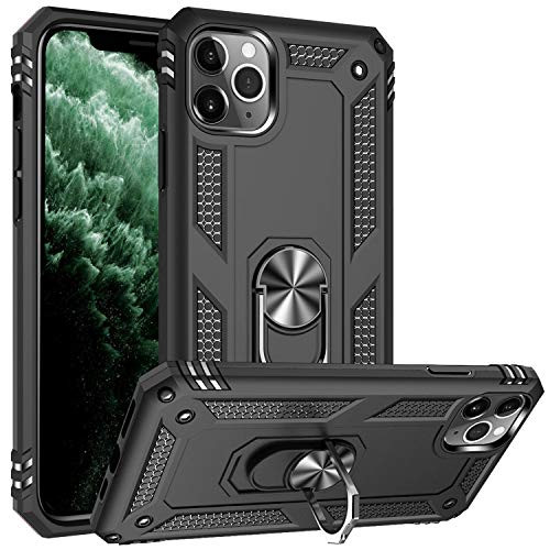 Fetrim iPhone 11 PRO Case  Dual Layer Shockproof Protective Phone Case with Rotation Ring Kickstand for Apple iPhone 11 PRO Black