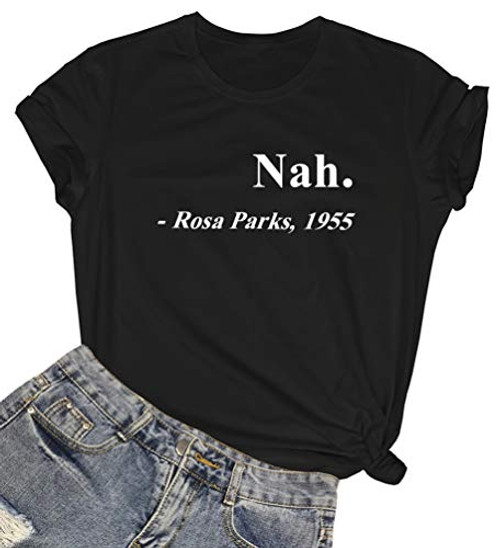 ROSEPARK Women Cute Funny T Shirt Teen Girl Graphic Tee Black Large