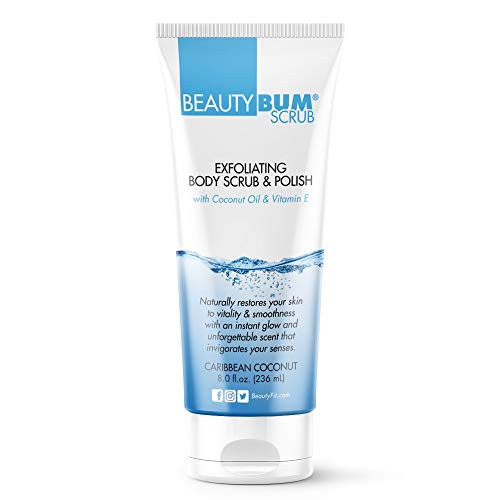 BeautyFit BeautyBum Scrub Exfoliating Body Scrub   Polish  Caribbean Coconut   8 oz Tube