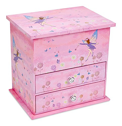 JewelKeeper Music Box with 2 Pullout Drawers, Fairy and Flower Design, Dance of the Sugar Plum Fairy Tune