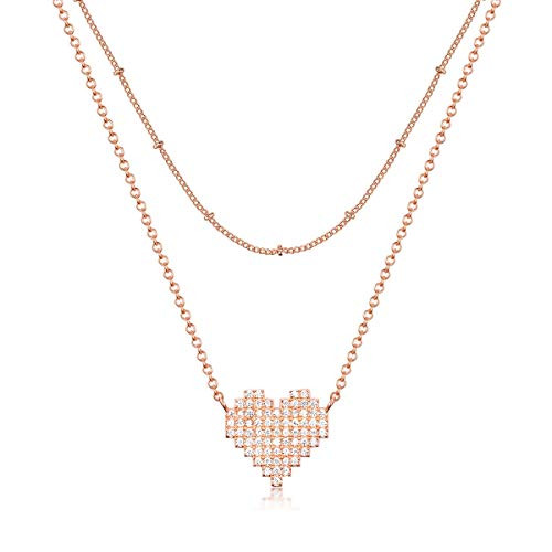 Heart Necklace 14K Gold Plated 5A Cubic Zirconia Pendant Necklaces for Women White Rose Yellow rose Heart Necklace 14K Gold Plated 5A Cubic Zirconia Pendant Necklaces for Women White Rose Yellow rose