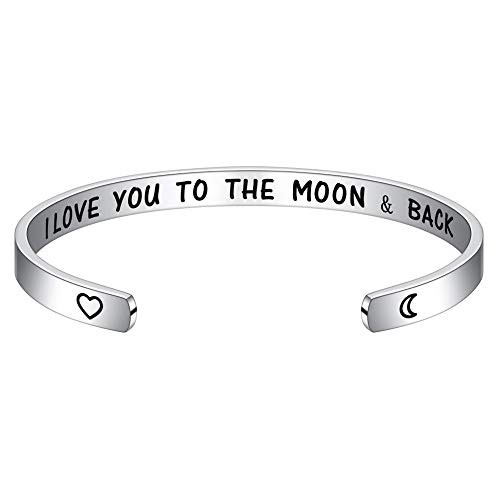 M MOOHAM Gifts for Her Valentines Day   I Love You to The Moon and Back Bracelets Jewelry Gift for Women  Birthday for Wife Mom Girlfriend  Granddaughter Daughter Gifts for Girls