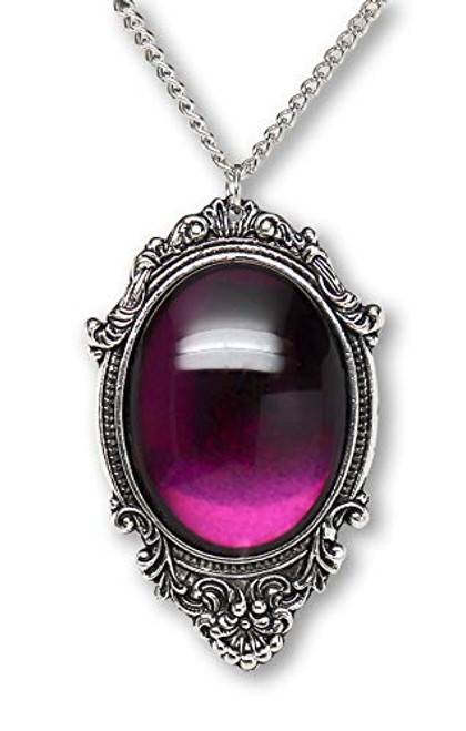 Purple Cabochon in Antiqued Silver Finish Pewter Frame Pendant Necklace Purple Cabochon in Antiqued Silver Finish Pewter Frame Pendant Necklace