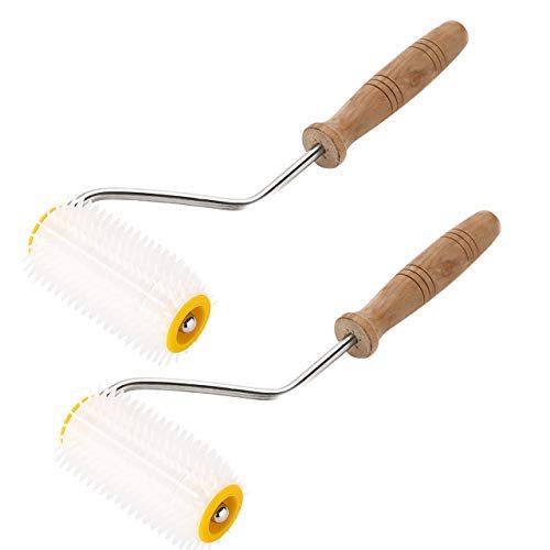 HunterBee uncapping Plastic Needle Punch Roller with Wooden Handle Honey Extractor Tool Honey Comb Beekeeping Equipment Bee Hive Hand Tool 2  Plastic