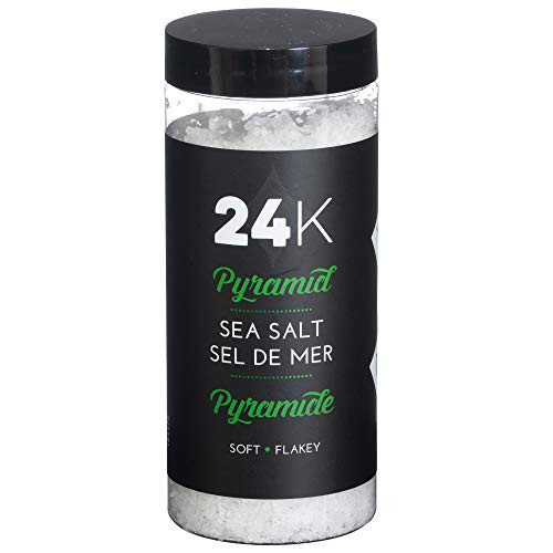 24K Sea Salt Flakes   180g   Premium Gourmet Finishing Sea Salt Flakes From Spain  Pyramid Shaped Perfect For Marinating   Finishing Healthy Recipes  Additive Free  100 Pure