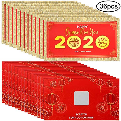 36pcs Chinese New Year Fortune Cards  2020 Year of The Rat Party Scratch Off Fortune Cards