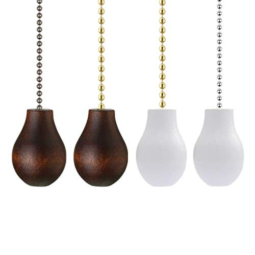 Wooden Knob Fan Chain Extender  4 Pack Ceiling Fan Pull Chain Ornament Set Pull Chain Pendant with Ball Chain Connector for Ceiling Fan Light Decoration