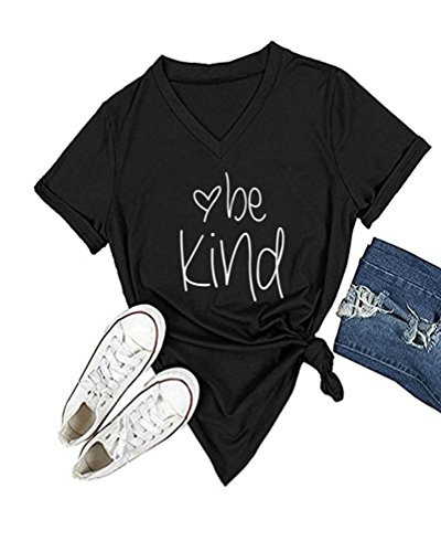 DANVOUY Womens T Shirt Casual Cotton Short Sleeve V Neck Graphic T Shirt Tops Tees Black X Large