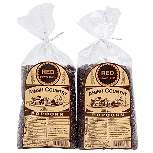 Amish Country Popcorn   2   2 lb Bags   Red Popcorn Kernels   Old Fashioned with Recipe Guide