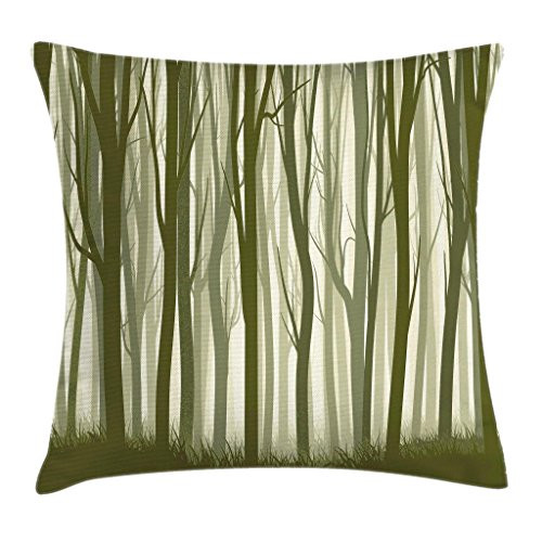 Ambesonne Apartment Decor Throw Pillow Cushion Cover, Mother Nature Theme Illustration of Mystic Forest with Trees, Decorative Square Accent Pillow Case, 20 X 20 Inches, Army Green and Sage Green Ambesonne Apartment Decor Throw Pillow Cushion Cover, Mother Nature Theme Illustration of Mystic Forest with Trees, Decorative Square Accent Pillow Case, 20 X 20 Inches, Army Green and Sage Green