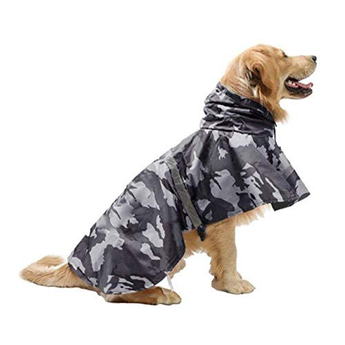 RAINCOAT Dog Ajustable Pet Waterproof Clothes Lightweight Rain Jacket Poncho Hoodies with Strip Reflective  M