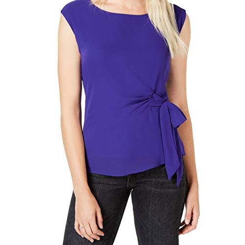 Maison Jules   Cap Sleeve Tie Front Top   Electric Purple   XS