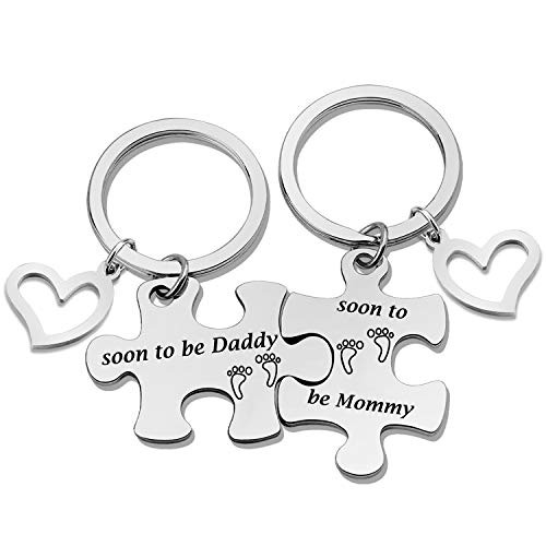 SIDIMELO Baby Announcement Gift Pregnancy Jewelry New Mom New Dad Puzzle Piece Keychain Soon to Be Daddy Mommy Keychain  Soon Daddy Mommy PUZKR