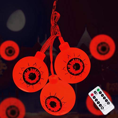 Halloween Decorations String Lights  30 LED Waterproof Cute Eyeball LED Holiday Lights for Outdoor Decor  8 Modes Steady Flickering Lights  Red Halloween Decorations String Lights  30 LED Waterproof Cute Eyeball LED Holiday Lights for Outdoor Decor  8 Modes Steady Flickering Lights  Red