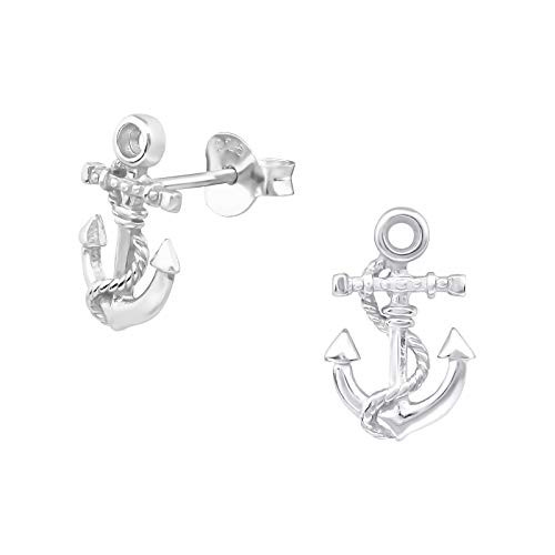 AUBE JEWELRY Hypoallergenic 925 Sterling Silver Anchor Stud Earrings for Women