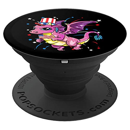 Purple Dragon American Flag Top Hat July 4th Independence PopSockets Grip and Stand for Phones and Tablets