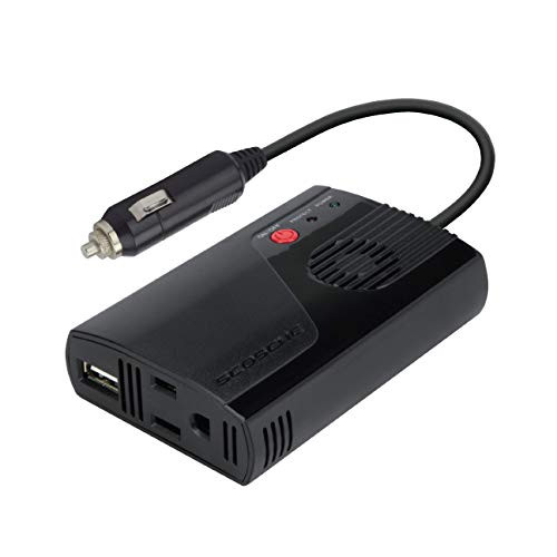 SCOSCHE PI130 INVERT 130W Mobile Power Inverter with AC Outlet, USB Port and a 12V Car Adapter with Cable