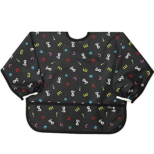 Plie Sleeved Bib Baby Bib Toddler Bib Smock  Waterproof  Washable  Stain and Odor Resistant  6 24 Months   Alphabet