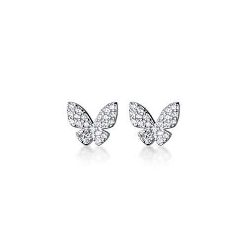 SLUYNZ 925 Sterling Silver CZ Butterfly Earrings Studs for Women Teen Girls Tiny Studs Earrings