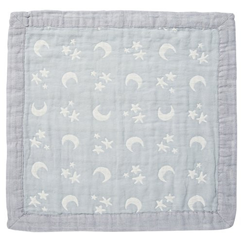Angel Dear Jacquard Blankie  Moon   Stars Grey