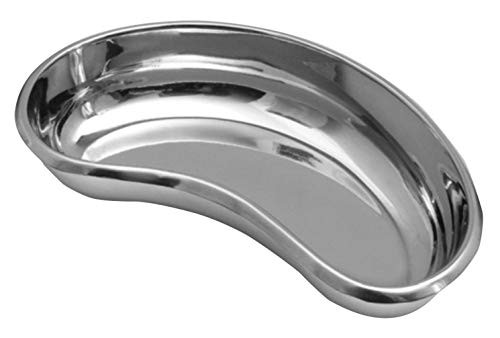 Dukal Stainless Steel Kidney Tray 8   Emesis Basin 16 Oz  Kidney Shaped Emesis Basin  Reusable Metal Kidney Dish  Ideal for Soiled Dressings  Medical Waste  Liquid
