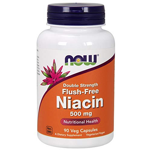 NOW Supplements  Niacin  Vitamin B 3  500 mg  Flush Free  Double Strength  Nutritional Health  90 Veg Capsules