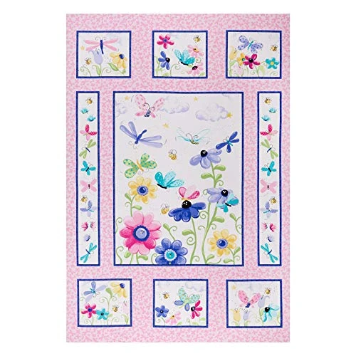 Susybee Flutter the Butterfly Quilt 36in Panel Pink Quilt Fabric