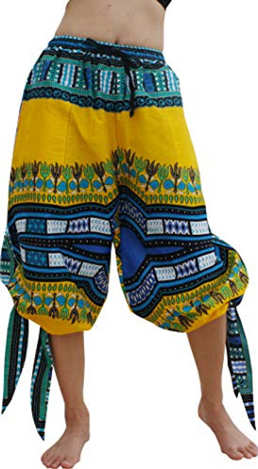 RaanPahMuang Capri Buccaneer Tied Leg Pirate Pants in Swashbuckling Dashiki Art Small Buff Yellow RaanPahMuang Capri Buccaneer Tied Leg Pirate Pants in Swashbuckling Dashiki Art Small Buff Yellow
