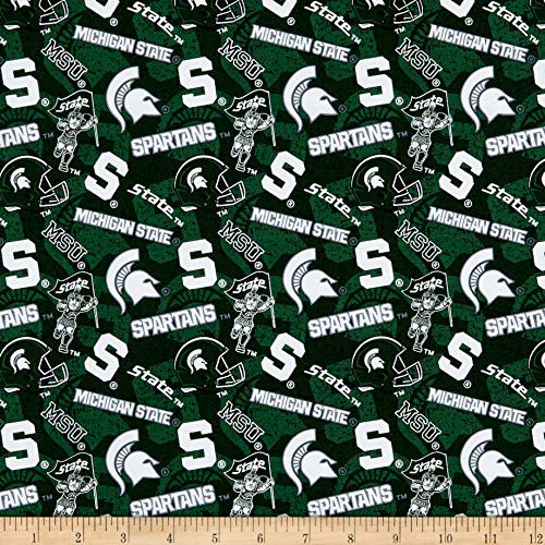 Sykel Enterprises NCAA Michigan State 1178 Tone on Tone Dark Green White Fabric by the Yard Sykel Enterprises NCAA Michigan State 1178 Tone on Tone Dark Green White Fabric by the Yard