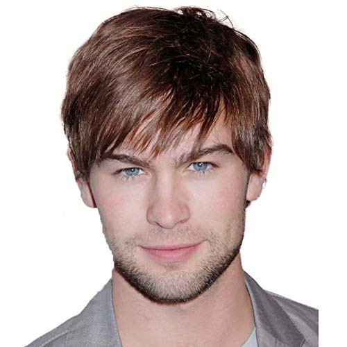 Kaneles Men s Short Brown Wig Straight Layered Cool Daily Synthetic Costume Cosplay Hair Full Wig for Male