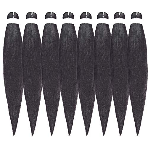 24 inch Pre Stretched Braiding hair Ombre Colors Yaki Texture Hair Braids 8 Packs Hot Water Setting Top Quality Synthetic Fiber Crochet Braiding Hair Extensions 1B