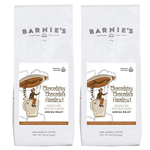 Barnie's Coffee & Tea Chocolatey Chocolate Hazelnut Ground Coffee, Medium Roast, Arabica Coffee Beans, Two 10 oz. Bags