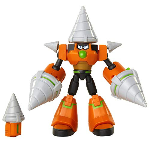 Mega Man  Fully Charged  Deluxe Drill Man Articulated Action Figure with Spinning Drills and Drill Man Buster Accessory  to swap onto the Mega Man figure  Based on the new show