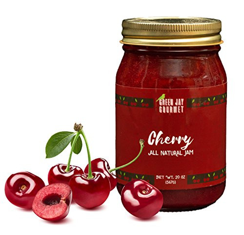 Green Jay Gourmet Cherry Jam   All Natural Fruit Jam with Cherries   Lemon Juice   Vegan  Gluten free Jam   Contains No Preservatives or Corn Syrup   Made in USA   20 Ounces