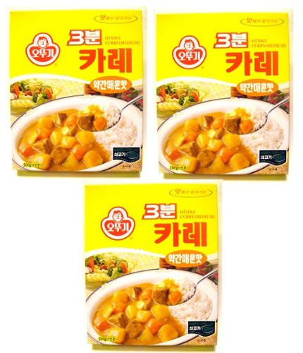 Ottogi 3 Minute Curry Medium Spicy Flavor  Product of Korea 6 7 Oz Each  3 Packs