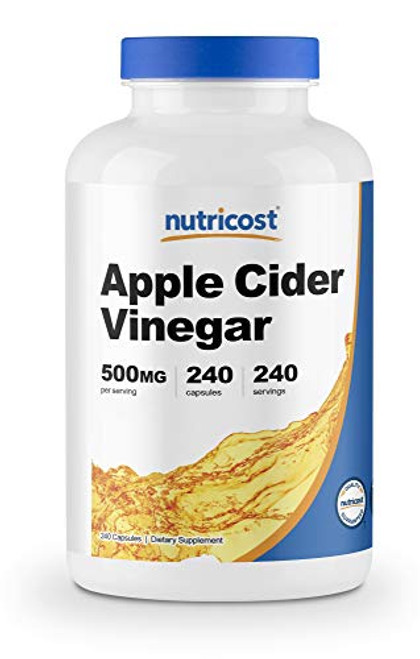 Nutricost Apple Cider Vinegar Capsules 500mg  240 Veggie Capsules   Natural  Vegan  GMP  Non GMO and Gluten Free