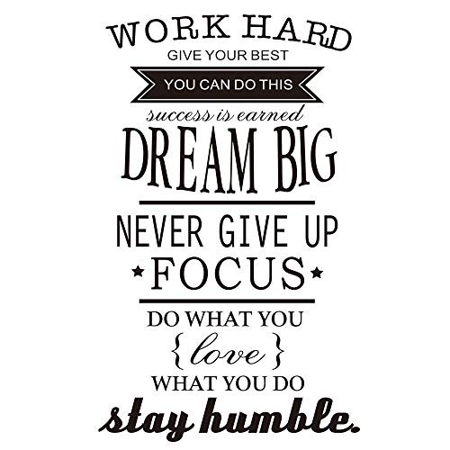 BooDecal Inspirational Wall Decals Quotes Word Work Hard Never Give up Wall Sticker Quotes Motivational Wall Decal Office Study Room Inspirational Wall Art Sticker Vinyl Wall Mural Paint Decor