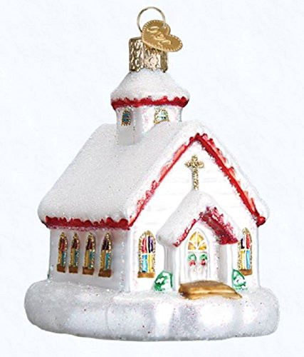 Old World Christmas Country Church Glass Blown Ornament